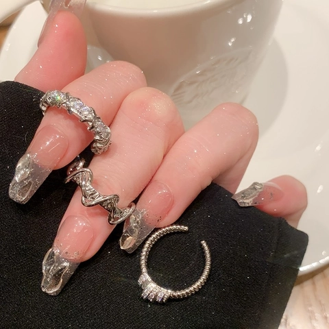 Anello Aperto Minimalista in Rame con Zirconia per Donna Elegante Design Geometrico Intrecciato Gioielli Moda Argento Anello Regolabile