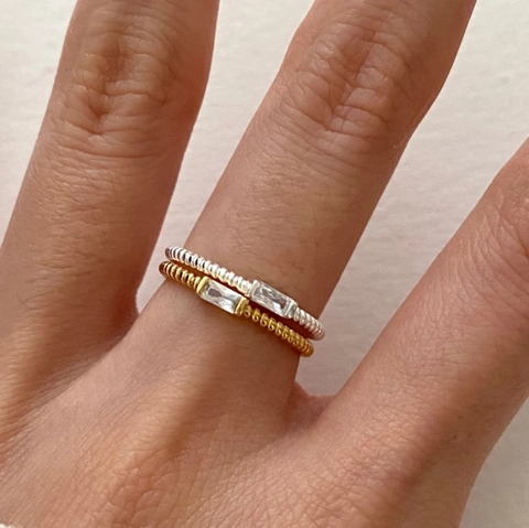 925 Sterling Zilveren Ring Met Baguette Geslepen Zirkonia Gevlochten Touwband Verstelbaar Open Ontwerp Vintage Dames