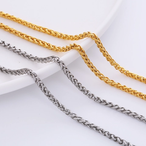 Collana Con Catena Di Grano In Acciaio Inossidabile Per Uomo Donna Placcato Oro Argento Gioielli In Metallo