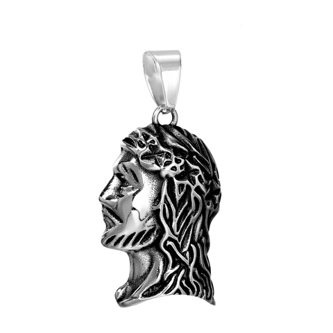 Collar Con Colgante De Cabeza De Jesús Acero Inoxidable 316 Con Corona De Espinas Hip Hop Punk Gótico Joyas Para Hombres