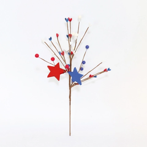 Unabhängigkeitstag Patriotische Blumenauswahl Rot Weiß Blau Schaumstoff Beeren Holz Stern Zweig Für Party Dekoration