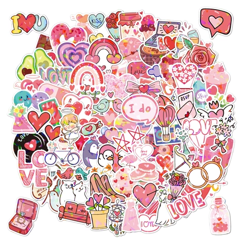Holographic Laser Love Heart Stickers Waterproof Vinyl DIY Laptop Phone Case Decals Romantic Wedding Valentine's Day Decoration