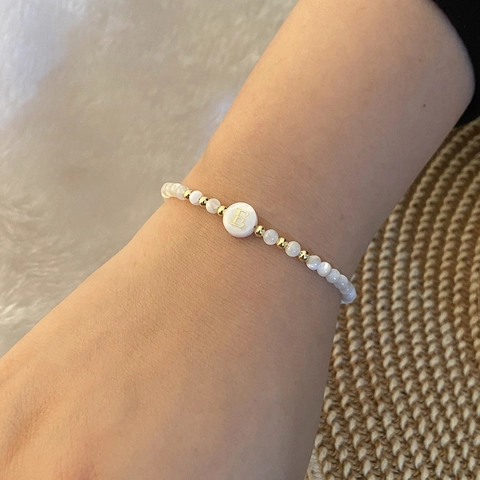 Initiale Alfabet Letter Kralenarmband Schelp Koper Roestvrij Staal Mode Sieraden Voor Dames