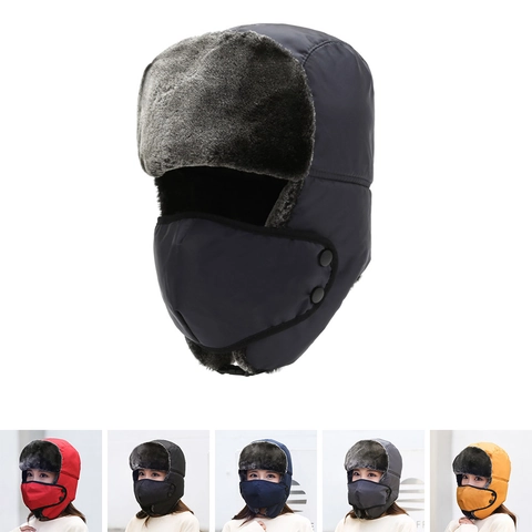 Cappello Da Trapper Invernale Antivento Ushanka Con Maschera Rimovibile Fodera In Pelliccia Sintetica Paraorecchie Ciclismo All'aperto