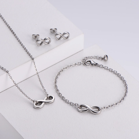 Gioielli Con Simbolo Dell Infinito Per Donna Acciaio Inossidabile Collana Minimalista Bracciale Orecchini A Lobo Accessorio