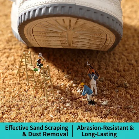 Coir Door Mat Natural Coconut Fiber Entrance Rug Anti-Slip PVC Backing Dust Removal Scraper For Outdoor Indoor Entryway