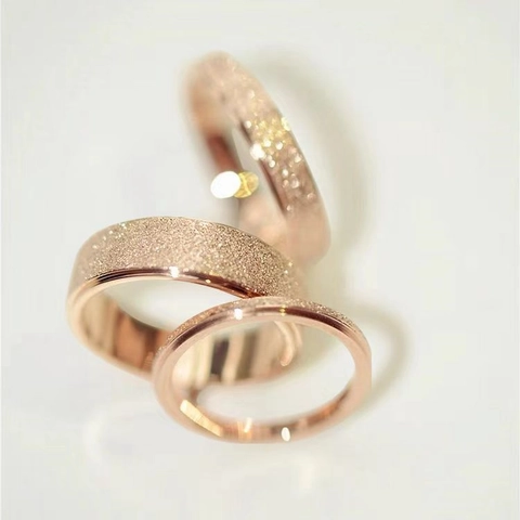 Frosted Stainless Steel Ring For Women Minimalist Titanium Steel Sandblasted Polished Band Elegant Jewelry
