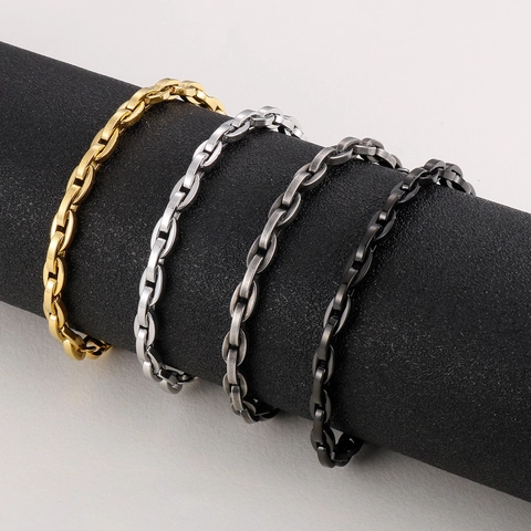 Collar De Cadena De Eslabones Ovalados Geométricos De Acero Inoxidable Joyería Hip Hop Minimalista Para Hombres Mujeres