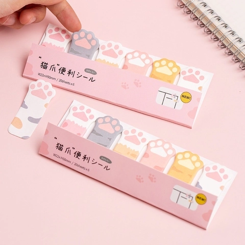 Sticky Notes Cat Paw Shape Page Markers Self-Adhesive Cute Animal Paper Index Tabs Novelty Stationery Student Office