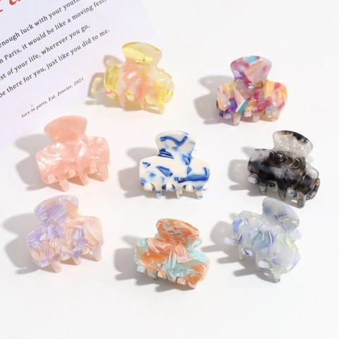 Small Hair Claw Clips Acetate Resin Marble Leopard Print Gradient Fashion Styling Hair Accessories For Women Girls