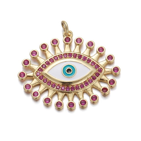 Colgante Ojo Turco Cobre Chapado En Oro Amuleto Sol Con Circonita Esmalte Para Creación De Joyas DIY Mujeres