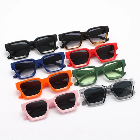 Retro Vierkante Zonnebril Voor Dames Heren Dik Frame UV400 Bescherming Mode Groot Plastic Frame Brillen Streetwear