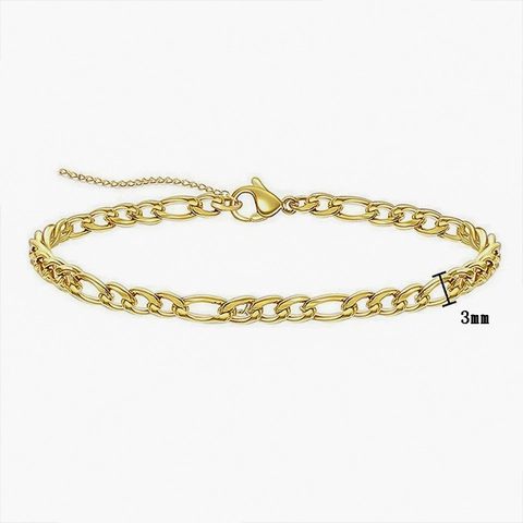 Collana E Bracciale E Cavigliera In Acciaio Inossidabile Placcato Oro Catena Figaro Gioielli Di Moda Minimalisti Unisex