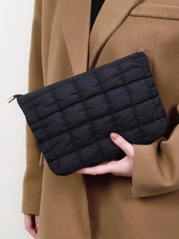 Fashion Quilted Makeup Bag Women Puffer Nylon Cosmetic Pouch Solid Color Travel Storage Organizer Handheld Clutch Bag