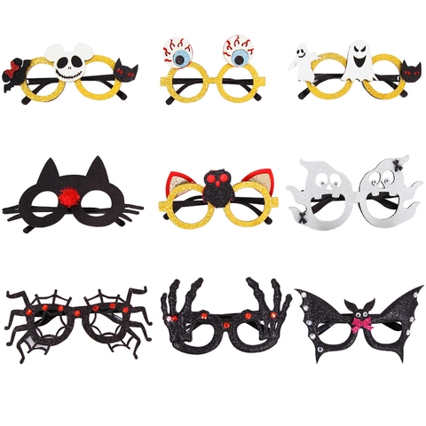 Halloween Decoratieve Brilmonturen Glitter Pailletten Grappige Feestaccessoires Pompoen Geest Spin Vleermuis Kostuum