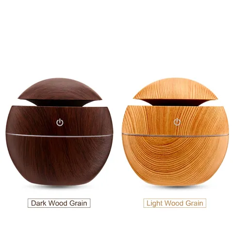Wood Grain Ultrasonic Humidifier Aromatherapy Essential Oil Diffuser LED Colorful Night Light USB Powered Silent