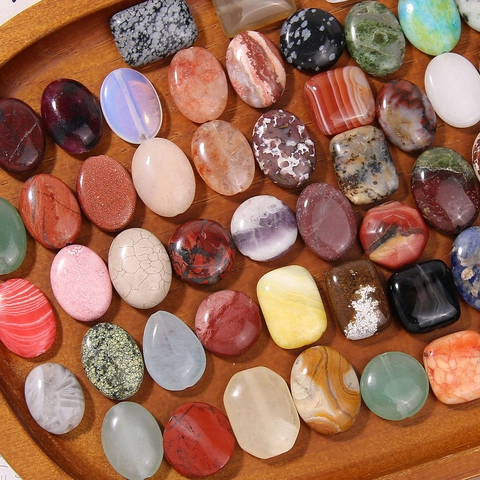 Perles En Pierre Naturelle Cabochons Agate Jaspe Pour Fabrication De Bijoux DIY Ovales Géométriques Rondes