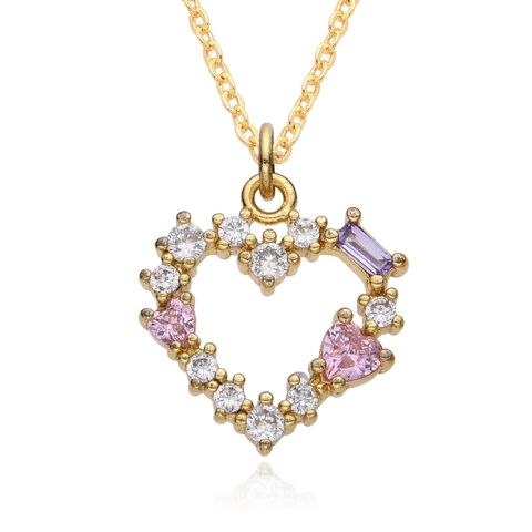 Boho Herz Rose Zirkonia Anhänger Halskette Mode Mikro Eingelegt Kupfer Gold Vergoldet Schmuck Für Damen Elegante Kette