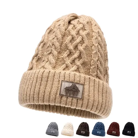 Berretto Invernale Foderato In Pile Caldo Cappello In Maglia A Trecce Protezione Orecchie Antivento Outdoor Unisex Tinta Unita