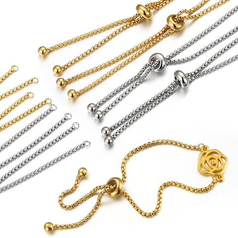 Catena A Scatola Con Cursore Regolabile In Acciaio Inossidabile Connettori Per Creazione Di Gioielli DIY Braccialetti