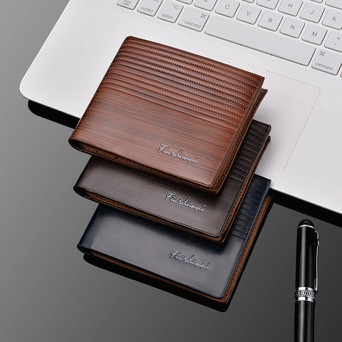 Herren Vintage PU Leder Kurze Bifold Geldbörse Mit Holzmaserung Business Kartenhalter Portemonnaie Für Den Täglichen Bürogebrauch