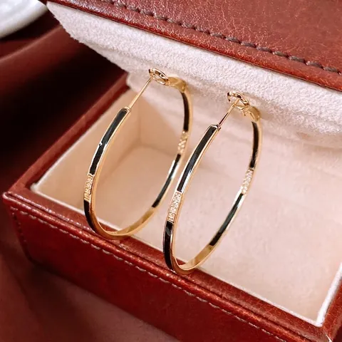 Hoop Ohrringe Mit 925 Sterling Silber Ohrstecker Geometrische Runde Hohl Schwarzes Emaille Zirkon Vergoldet Luxus Chic