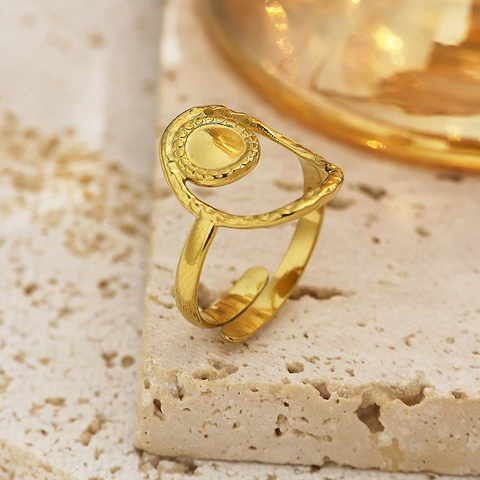 18 Karat Vergoldeter Edelstahl Offener Ring Für Damen Vintage Herz Achtzackiger Stern Verstellbarer Fingerring Modeschmuck