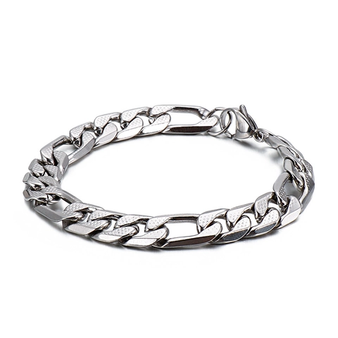 Bracciale A Catena Figaro Acciaio Inossidabile Strutturato Motivo Diamante Hip Hop Gioielli Per Uomo Unisex