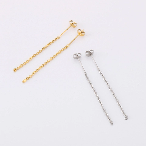Minimalistische Edelstahl Lange Kette Quasten Ohrstecker Für Frauen 18K Vergoldet Geometrisches Drop Design Mode Schmuck