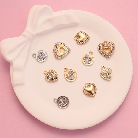 Alloy Rhinestone Heart Pendants DIY Jewelry Making Charms For Necklace Bracelet Components Elegant Accessories