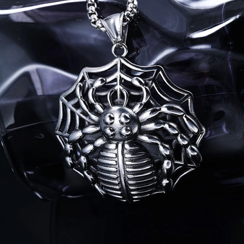 Collana Con Pendente A Ragnatela Di Ragno Gotico Punk Acciaio Inossidabile Gioielli Vintage Argento Unisex