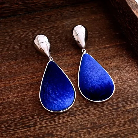 Pendientes Colgantes Gota De Agua Terciopelo Con Poste De Plata Ley 925 Joyería Moda Elegante Para Mujeres