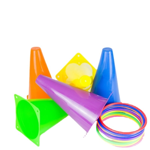 Kids Ring Toss Game Plastic Cones Agility Training Colorful Outdoor Indoor Garden Activity Coordination Toy