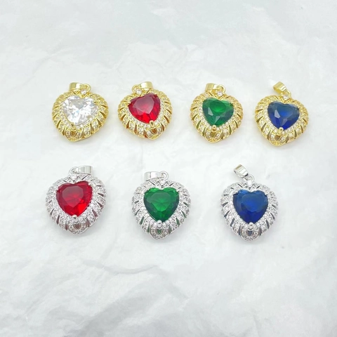 Pendentif Coeur En Cuivre Plaqué Or Zircon Coloré Strass Charme En Forme De Coeur Pour Création De Bijoux DIY Femmes Doux