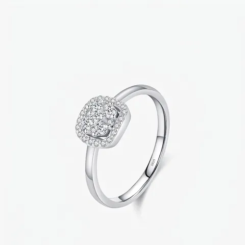 Moissanit Ring 925 Sterling Silber Kissen Quadratischer Halo Verlobung Hochzeit Schmuck Für Frauen Elegant Funkelnd