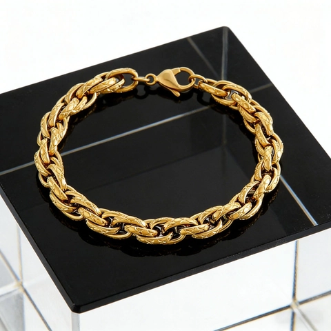Collar Y Pulsera De Cadena De Cuerda Trenzada Hip Hop Acero Inoxidable Joyas Punk Retro Para Hombres Mujeres
