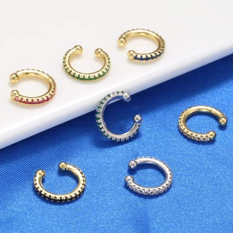 Orecchini a Clip in Ottone Placcato Oro Con Zirconia Micro Intarsiata Senza Buco Geometrici a Forma di U Minimalisti da Donna Gioielli