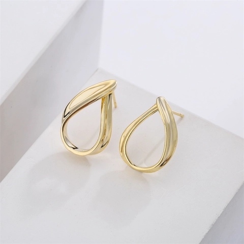 French Minimalist Water Drop Stud Earrings With 14K Gold Plated Copper And 925 Sterling Silver Earring Post For Women