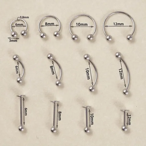 Orecchini a Cerchio a Ferro di Cavallo in Acciaio Inossidabile Piercing al Labbro Sopracciglio Gauge 20 Gioielli Corpo Piercing Unisex