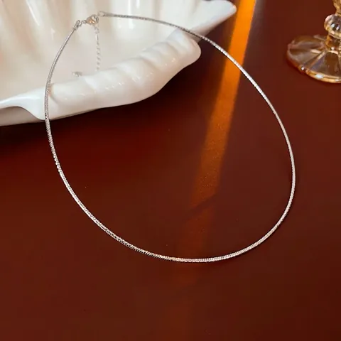 Minimalist Snake Chain Choker Necklace Copper Silver Plated Adjustable Clavicle Chain For Women Elegant Accessory
