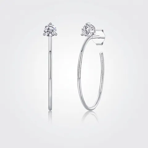 925 Sterling Silver Moissanite Hoop Earrings For Women Minimalist D Color GRA Certificate Moissanite Hoop Earring Jewelry