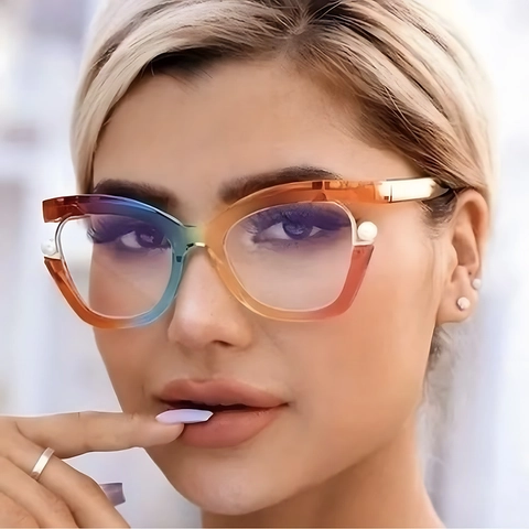 Γυαλιά Προστασίας Από Μπλε Φως Cat Eye Για Γυναίκες Με Διακόσμηση Μαργαριταριών PC Μέταλλο Πλαστικό Μοντέρνο Ρετρό