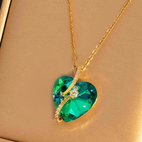 Collana Con Ciondolo A Cuore Acciaio Inossidabile Cristallo Elegante Inciso Love Farfalla Ala Gioielli Per Donna Regalo Moda