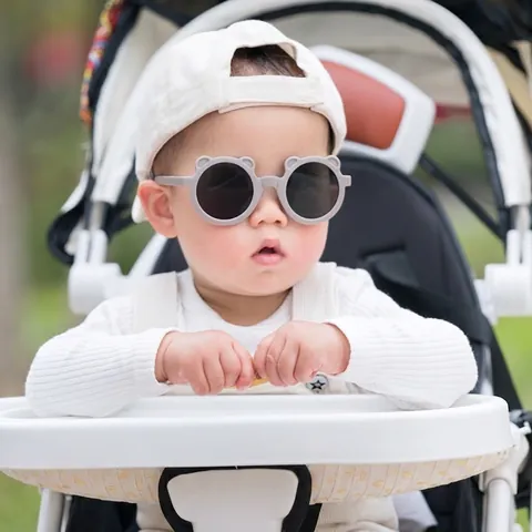 Kinder Sonnenbrille Faltbar Bärenohren Cartoon Form UV400 Schutz PC AC Material Mode Brillen Für Jungen Mädchen