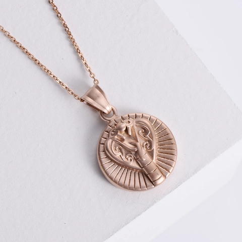 Collier Pendentif Serpent Cobra Acier Inoxydable 304 Plaqué Or Rose Style Égyptien Médaillon Rond Bijoux Pour Femmes