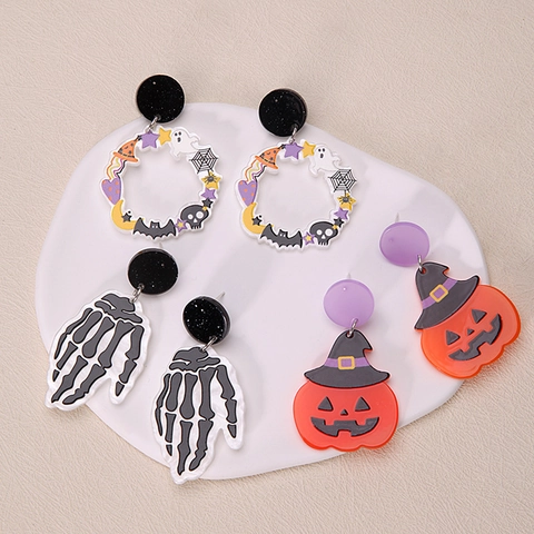 Σκουλαρίκια Halloween Αστεία Ακρυλικά Κολοκύθα Φάντασμα Κρανίο Τρομακτικό Μάτι Ιστός Αράχνης Γυναικεία Κοσμήματα Αξεσουάρ