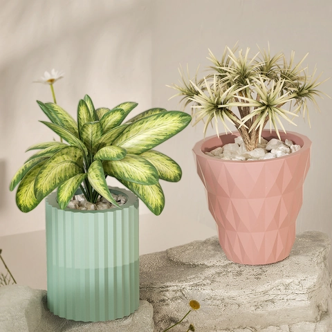Stampo In Silicone Grande Per Vasi Da Fiori Fioriera Geometrica DIY Motivo A Strisce Diamante Artigianato In Resina