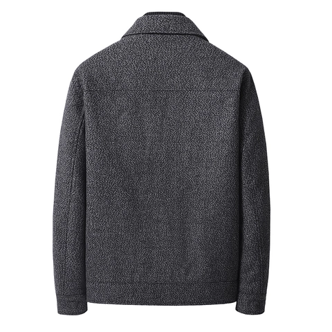 Chaqueta de Mezcla de Lana Casual de Negocios para Hombre Otoño Invierno Cálido Cremallera Exterior Cuello Vuelto Abrigo de Moda para Hombre Color Sólido Diario Viaje