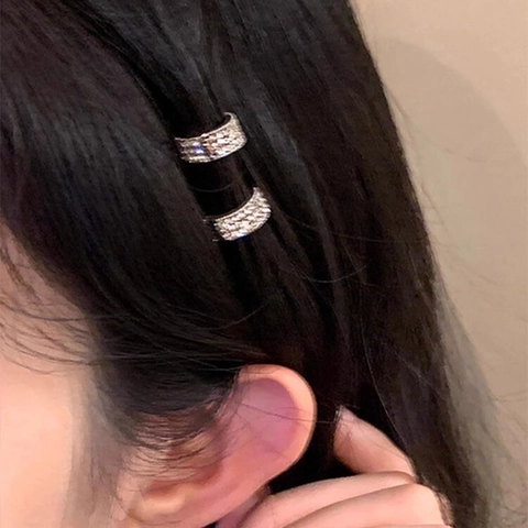 Silver Alloy Zircon Round Mini Hair Clip Sparkling Rhinestone Small Buckle Hair Accessories For Women