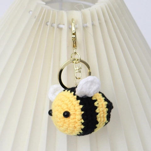 Handgemaakt Gehaakte Kleine Bij Sleutelhanger Schattig Garen Gebreid Dier Tas Bedel Koppel Sleutelhanger Mode Accessoire Cadeau